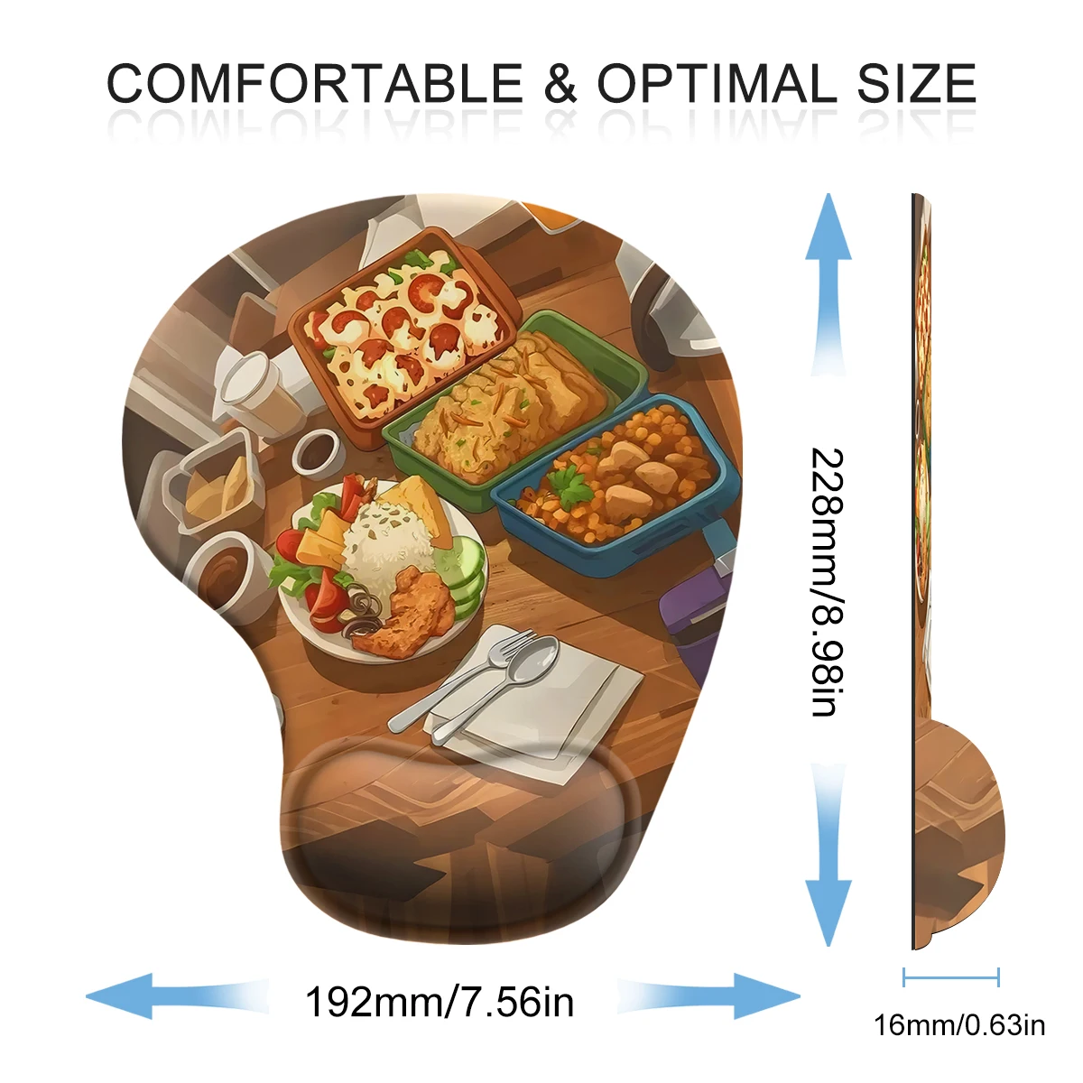 1pc Delicious Meal Pattern Mouse Pad Wrist Ergonomic Soft Anti-Slip Wrist Rest Support Mat Computer Mouse Pad for Office  PC