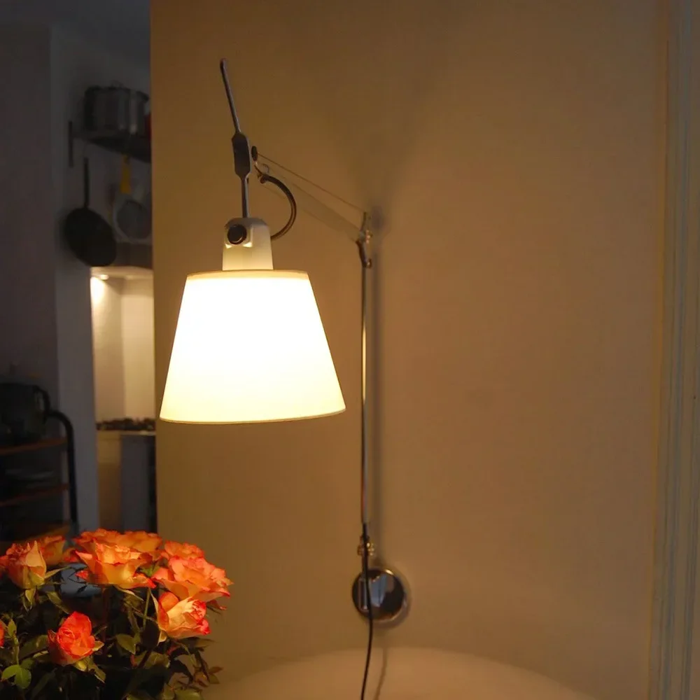 

Nordic Industrial Style Wall Lamp Bedroom Bedside Desk Reading Folding Long Rod Rocker Arm Long Arm LED Wall Lamp