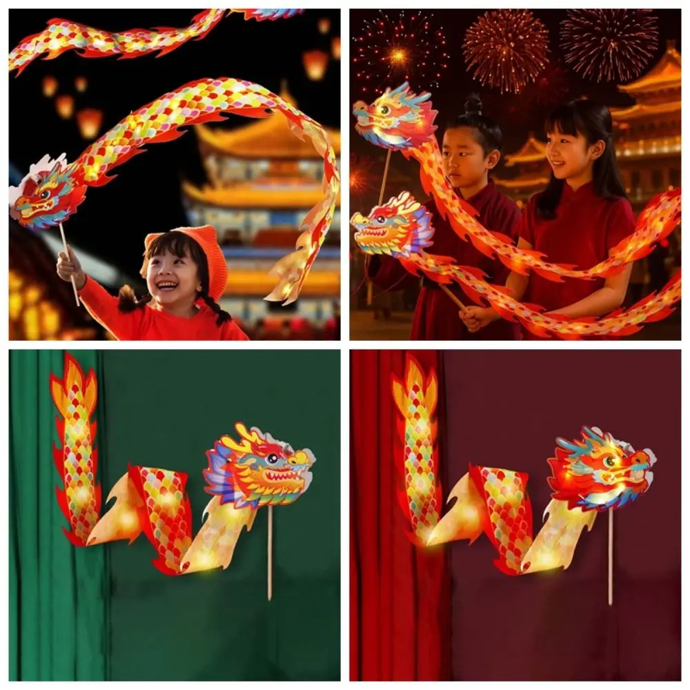 النمط الصيني للأطفال فانوس لونغ يده اليدوية مهرجان منتصف الخريف مصباح متوهجة مضيئة التنين فانوس الرقص هدية