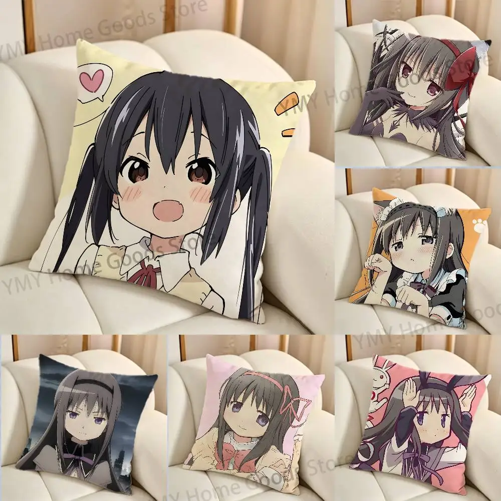 A-Akemi Homura Puella Magi Print Throw Pillow Cover Square Cushion Case for Living Room Bedroom Decor