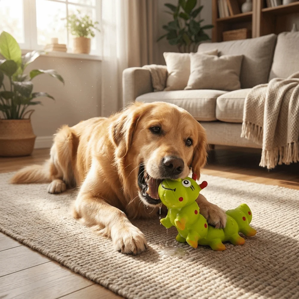 Interactive Latex Dog Chew Slow Rebound Caterpillar Shape Pet Squeaky Sounding Sound-Producing Training