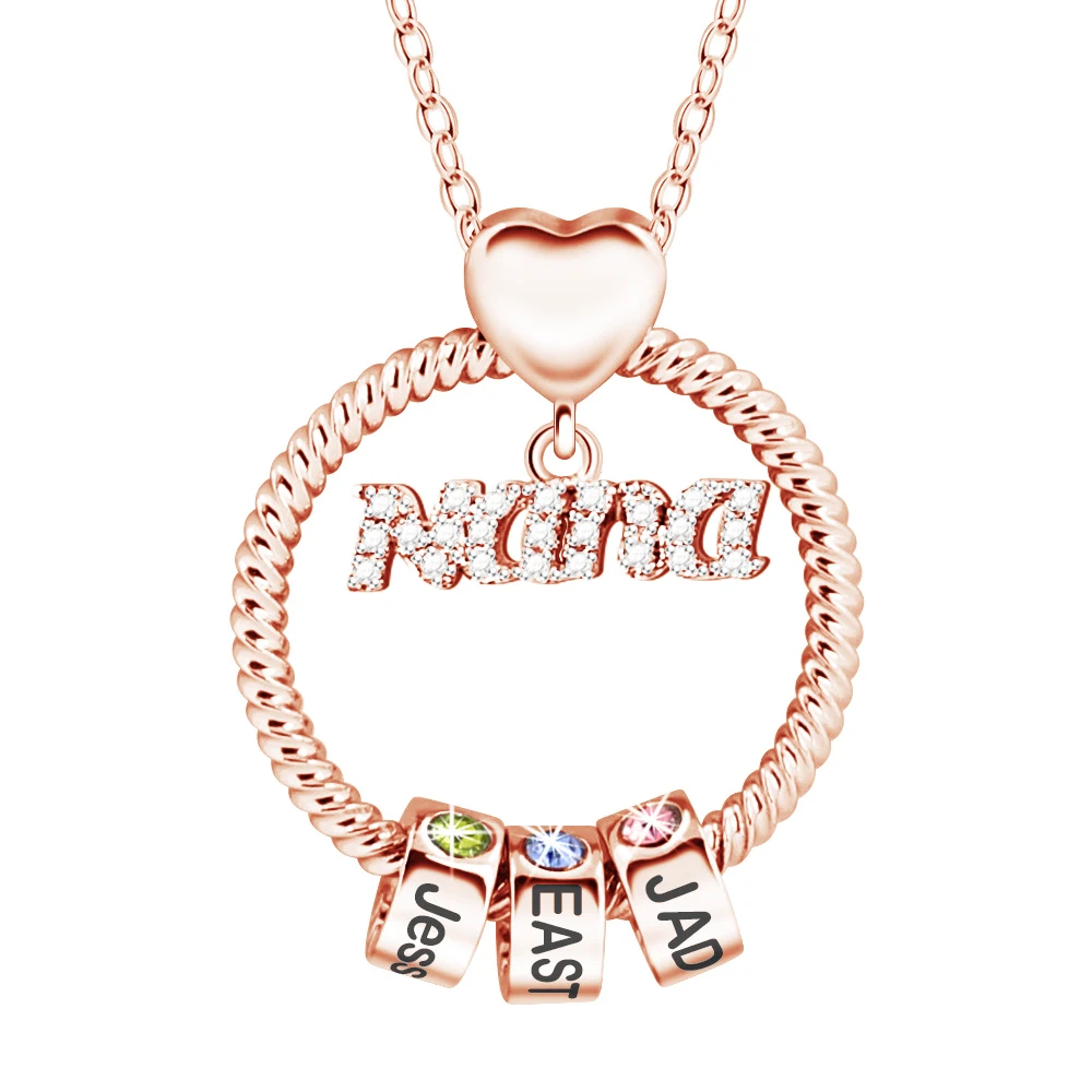 Personalisierte Familiennamen-Halskette für Maman Mamma Mama Mom Nanny GiGi Frauen-Halskette, individuelles Geschenk zum Muttertag – Detail 4