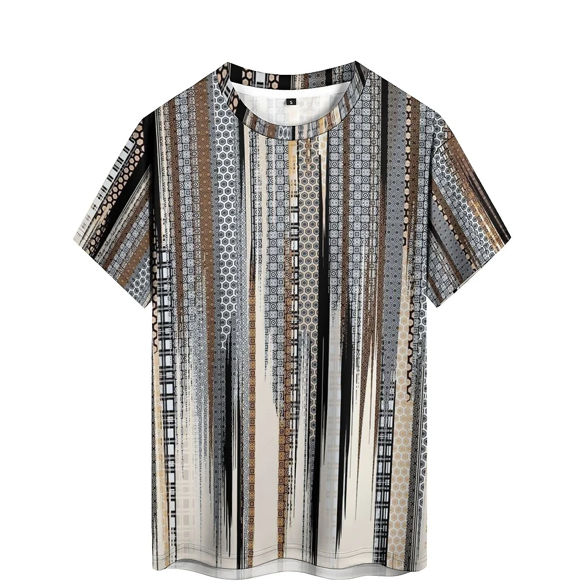 Men's Retro Design Full Body Printed 3D Round Neck T-shirt for Couples, Colorful and Dynamic, Splashed Ink, Gym Exercise, Runni