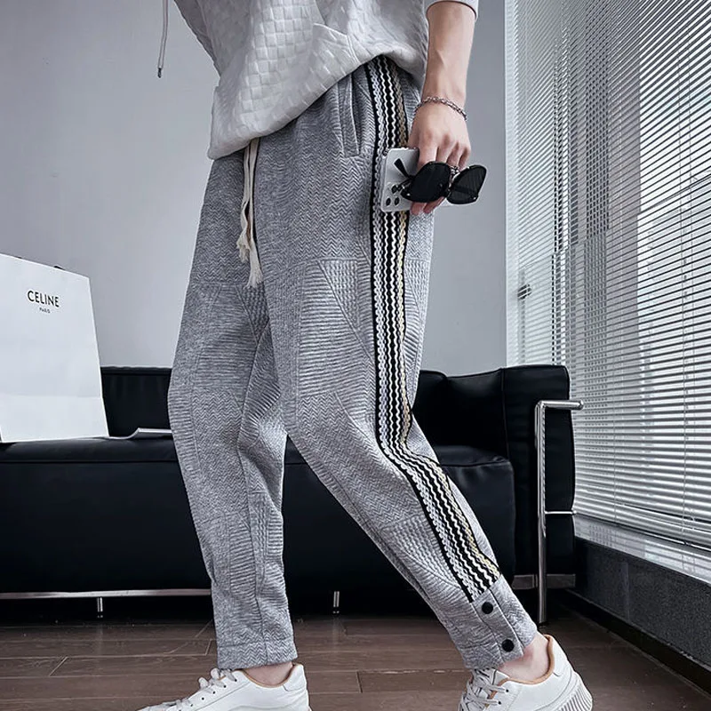 New Spring and Autumn Fashion Brand Splice Loose and Versatile Side Stripes Tie Feet Youth and Handsome Men's Casual Guard Pants