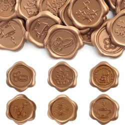 30Pcs Wedding Couple Wax Seal Stickers Rings,Fireworks,Teacups Self Adhesive Wax Stickers for Wedding Invitations,Gift Wrap