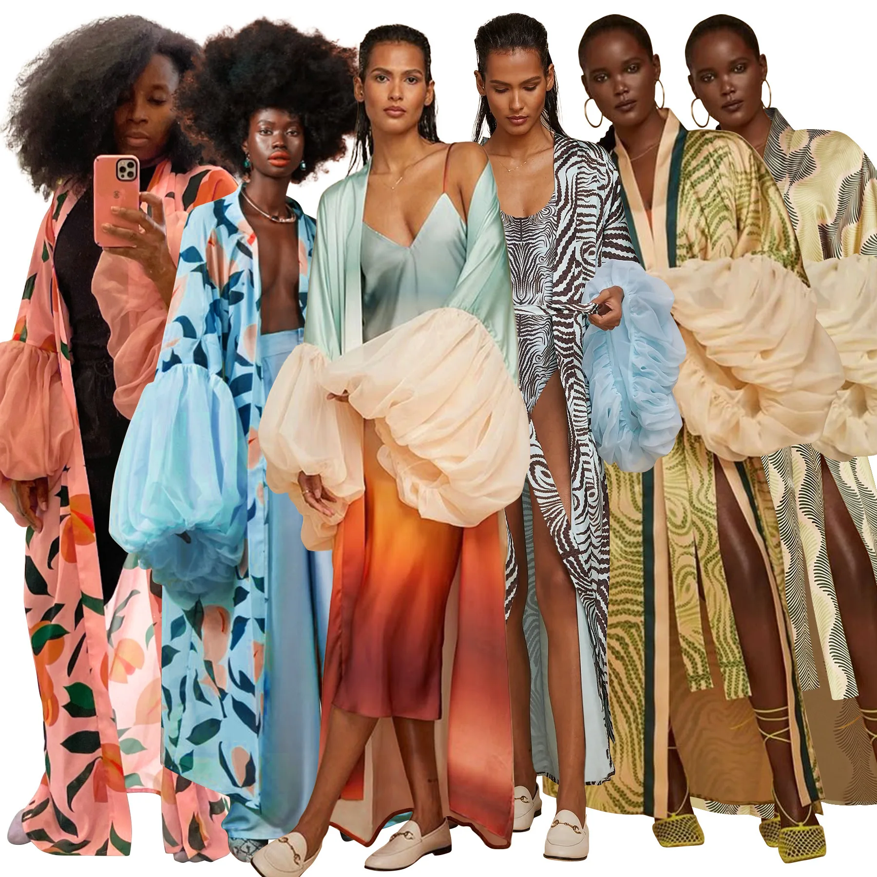 Africa Clothing Women's V Neck Long Sleeved Shirt Casual Thin Patchwork Cover Up Seaside Vacation Printed Bandage Cardigan
