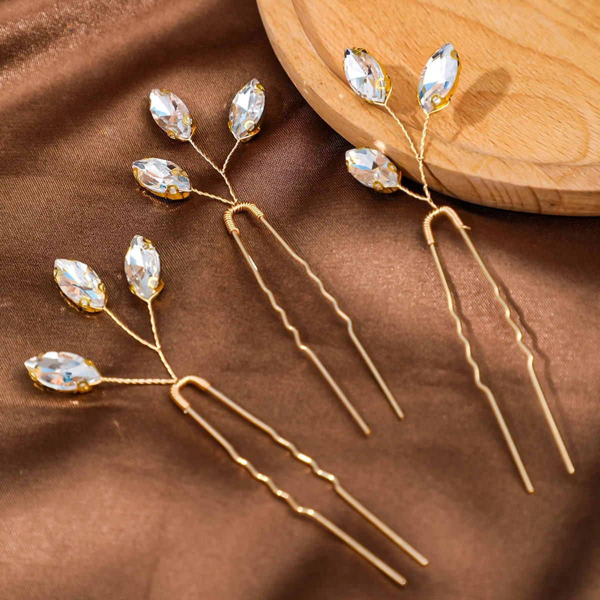 Handmade Fashion Crystal Leaf Hair Clip Hairpin Rhinestone Hairpin Bridal Wedding Hair Accessories Jewelry Hair Clip Hairpin image 2