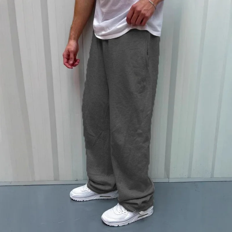 Mens Casual Pants Autumn Winter Fleece Sweatpants Male Running Jogger Sports Gym Trousers Fashion Solid Color Workout Long Pants