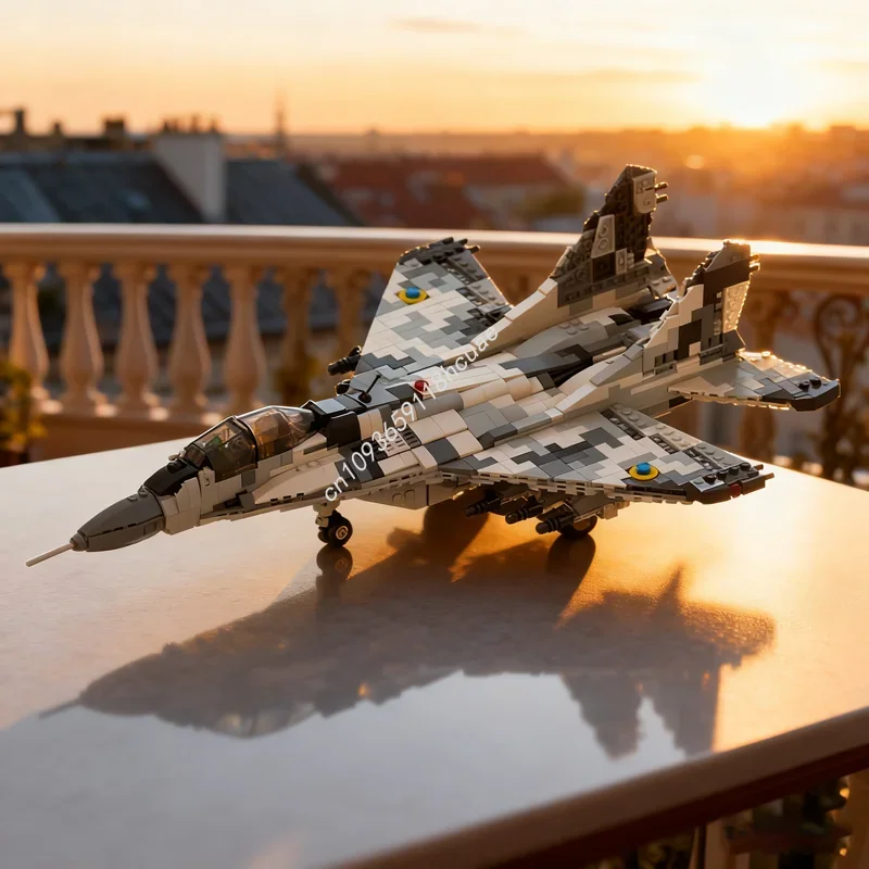 

1325 деталей MOC Ukraine Mig The Ghost Kyiv 1, модель конструктора, игрушка, строительные блоки, рождественский подарок, креативная идея, кирпичики, подарок на день рождения