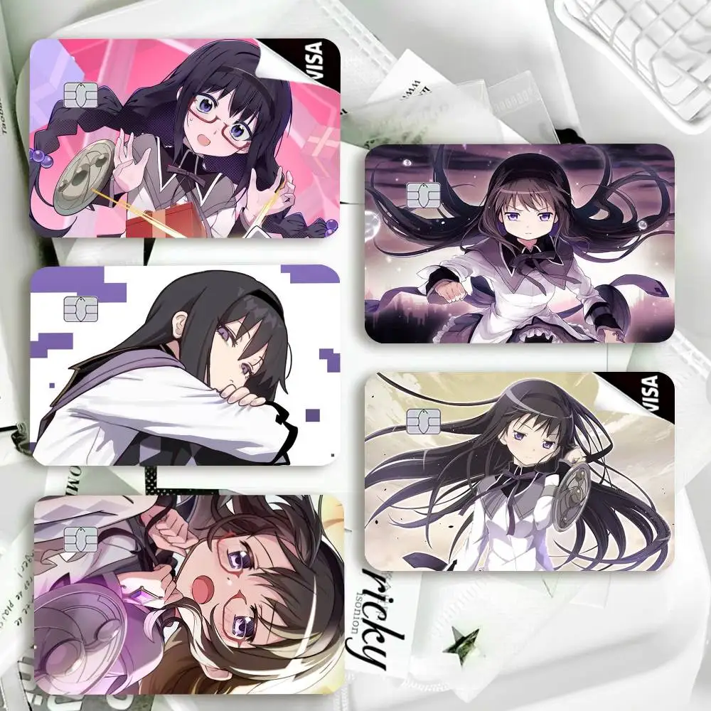 P-Puella Magi Akemi H-Homura Waterproof Film Skin Cover Credit Card Stickers Debit Front Bank Bus Pass