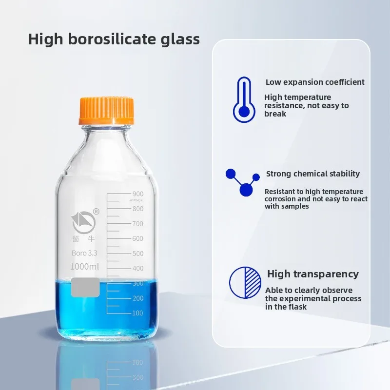 High Borosilicate Glass Blue Cap Reagent Bottle 100-2000ml Lab Sampling Bottle
