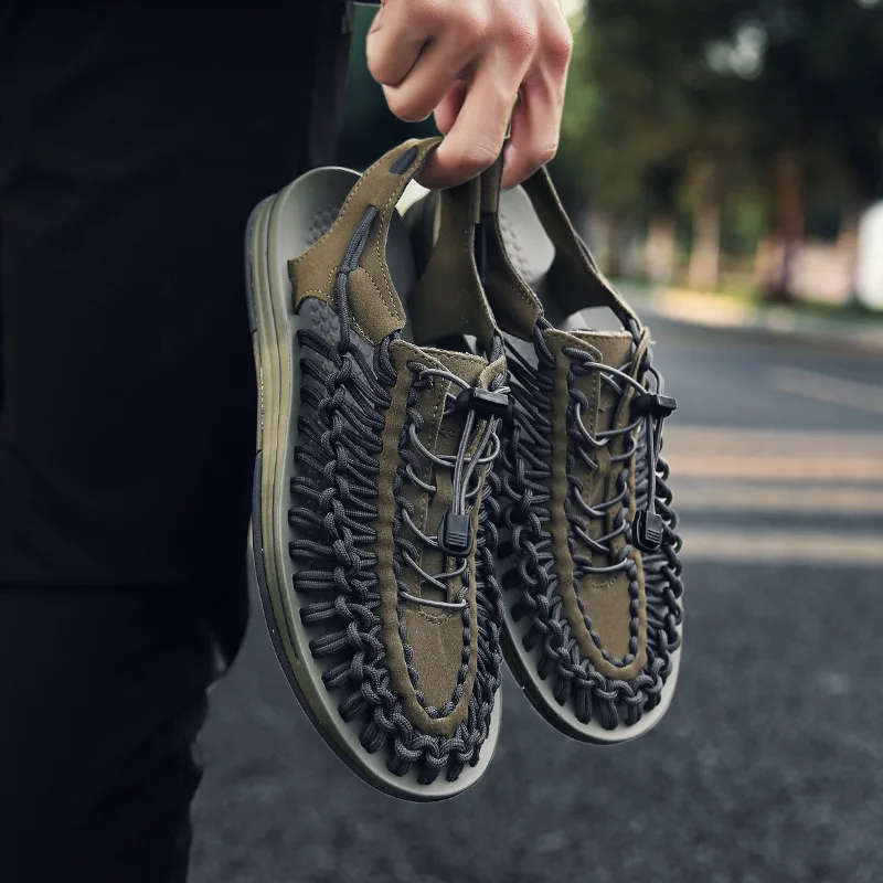 

New Men's Woven Sandals Casual Couple Beach Roman Shoes Trail Shoes Outdoor Hiking Women's Wading Shoes