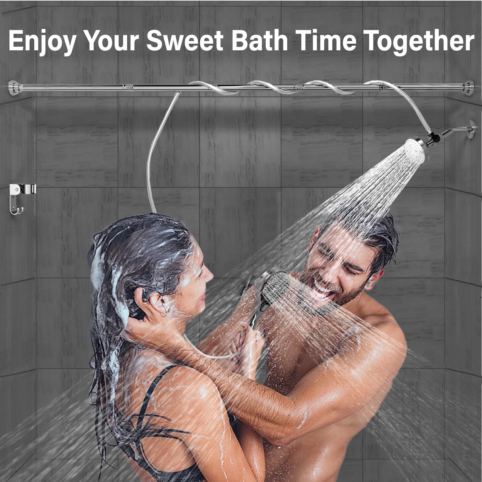 Tandem Shower Head for Couples, High Pressure Dual Shower Head, Double Shower Head for Two People, 2 Showerhead System