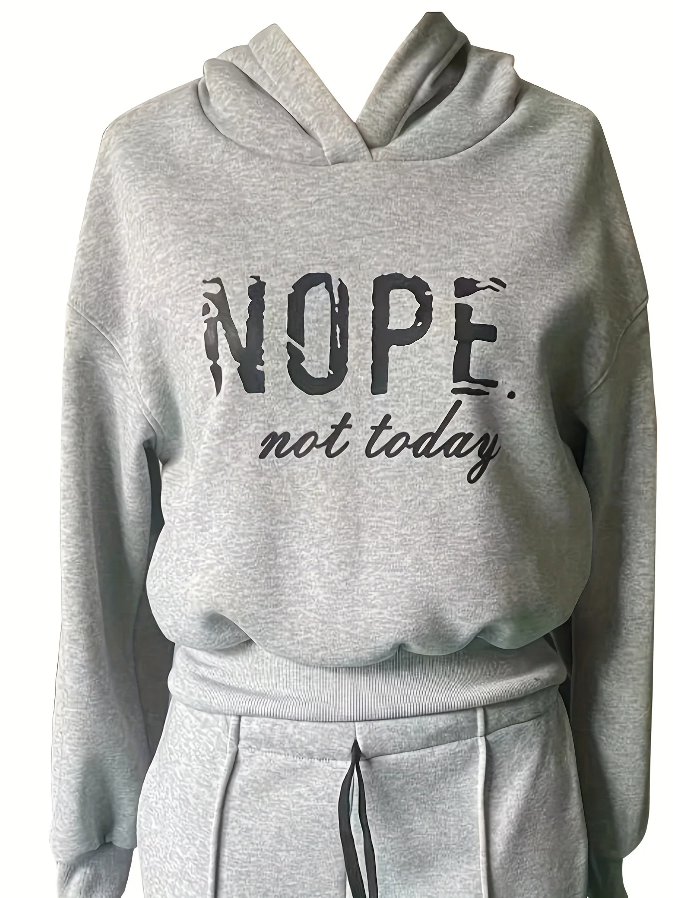 Hooded Printed Top And Pants Set Long Sve Casual Sportswear Two-Piece Suit Polyester Material Long Pants Comfortable Fit