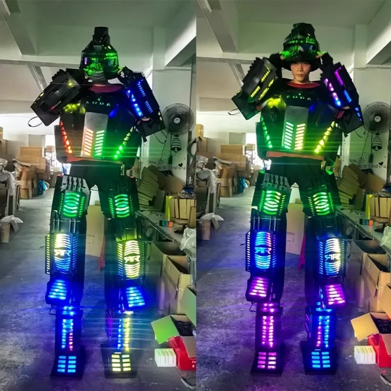 2026 LED  Armor Mech Suit Glowing Performance Wear Stage Festival Parade Atmosphere Night Club Led Walker
