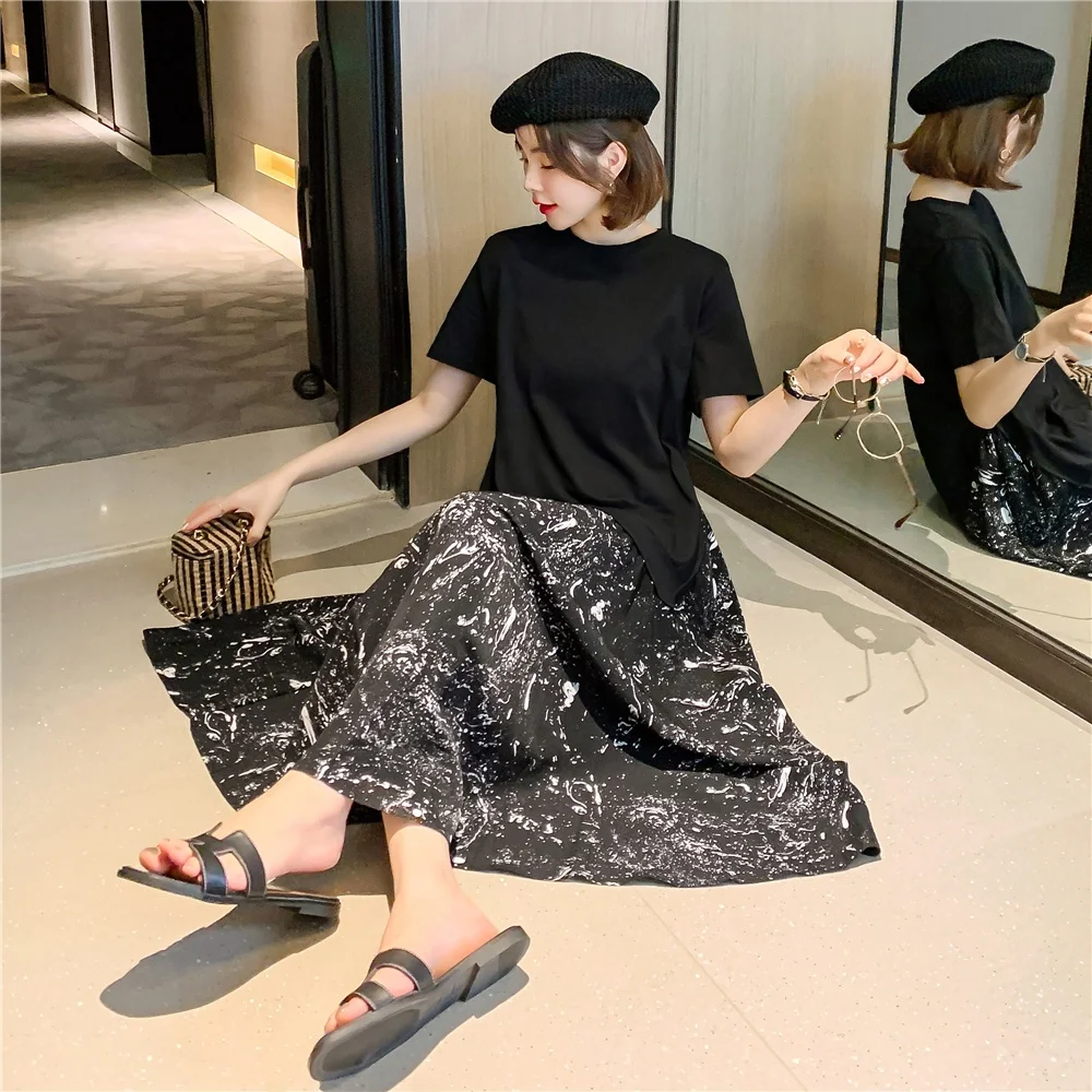 T-shirt d'été long au-dessus du genou Dr femme grande taille lâche coréen Faion Merging mousseline de soie Dr Sweet School Sle Princ...