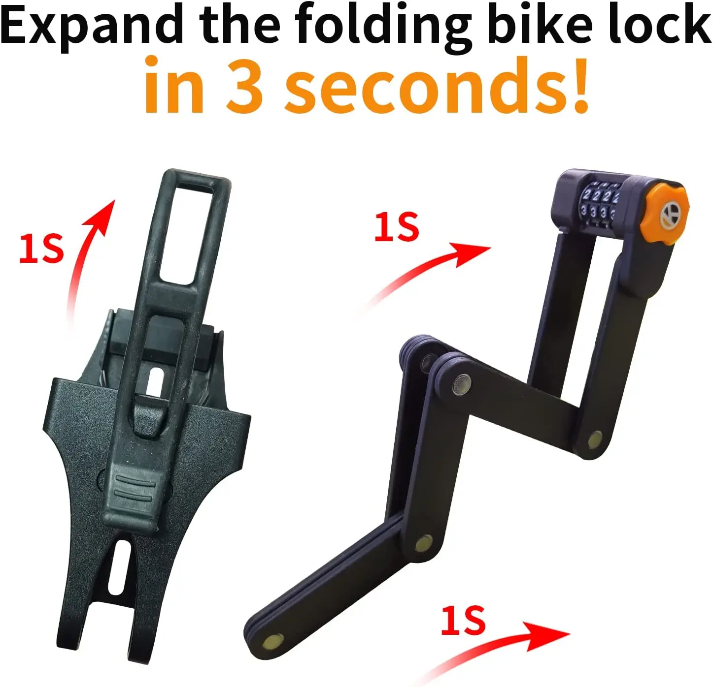 Folding Bike Lock, Compact Bike Lock for Bicycle Scooter Motorcycle Chain Lock, Heavy Duty Anti Theft Bicycle Locks