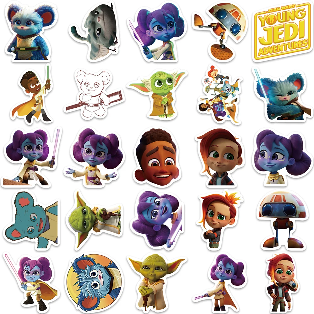 10/30/50PCS Disney Cartoon Young Jedi Adventures Stickers Toys DIY Notebook Phone Suitcase Skateboard Laptop Kids Sticker Gift