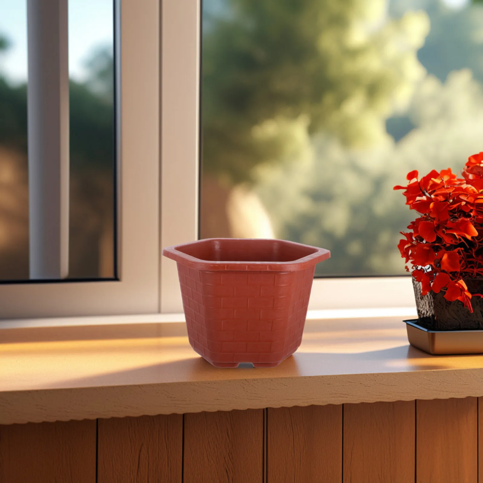 

Hexagonal Flower Pot Bonsai Tree Cactus Planter Orange Container Six Sided Tall Tree Plastic Pot Garden Plant Nursery Pots