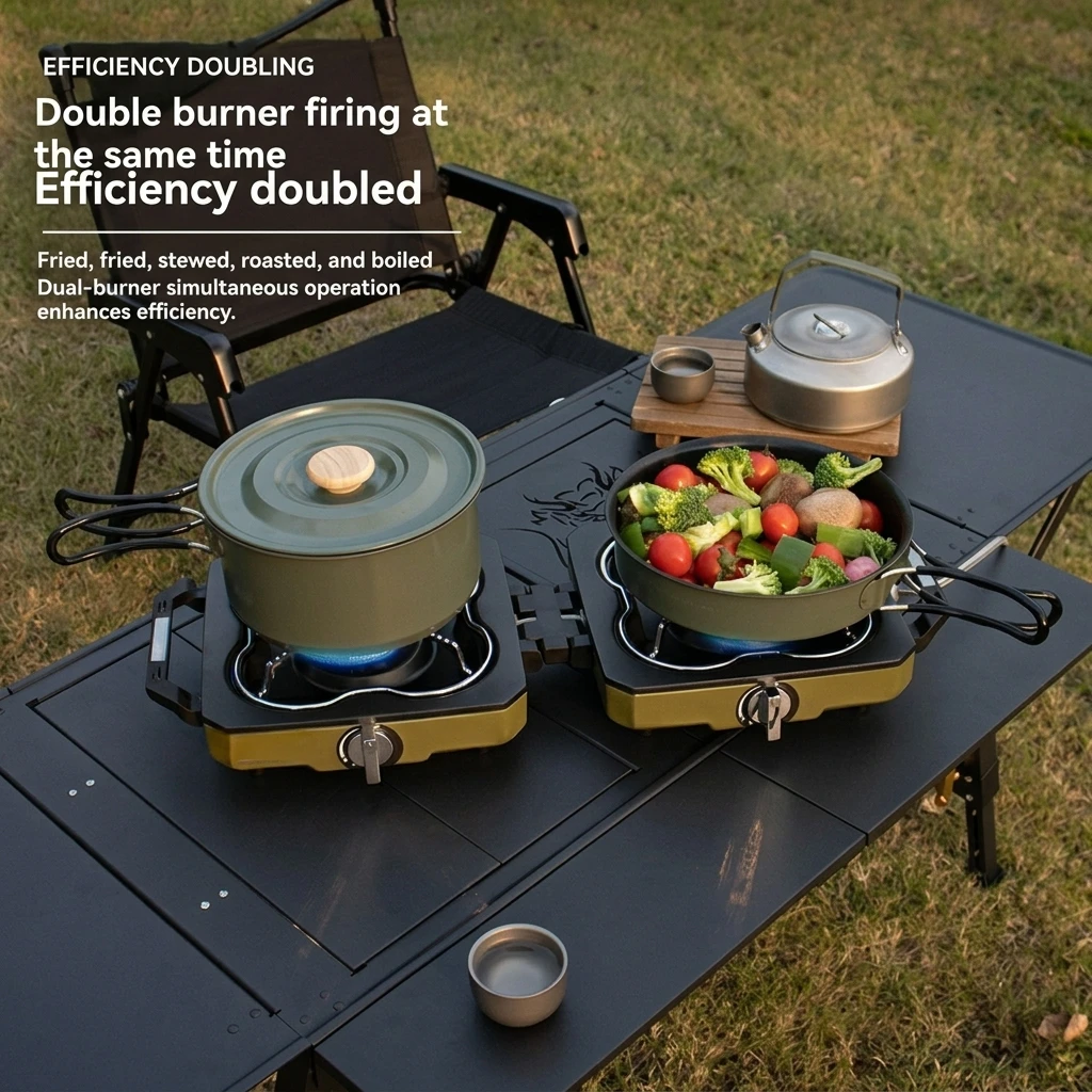 New Outdoor Folding Magnetic Shell Double Stove Outdoor Portable Split Fire Camping Card Outdoor Stove