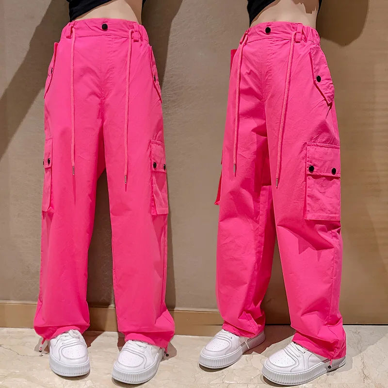 Girls High Quality Cargo Pants with Side Pocket Children Fashion Hip Hop Trousers Kids Casual Streetwear Sweatpants Track pants