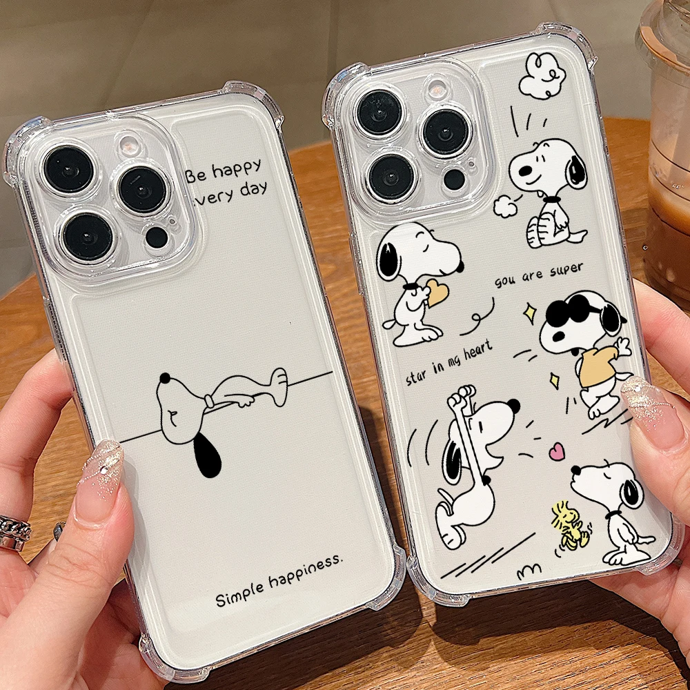 Cute S-Snoopys Dog Line Phone Case for Samsung Galaxy S26 S25 S24 S23 S22 S21 S20 FE Ultra Plus 5G Soft Anti Drop Cover