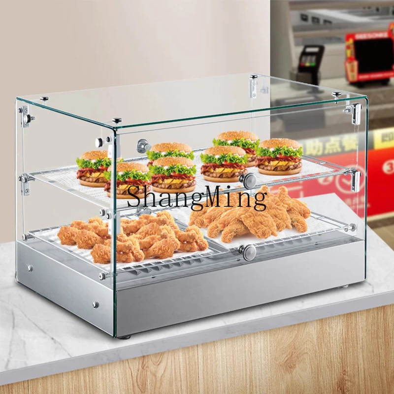 خزانة عازلة زجاجية صغيرة لسطح المكتب من SM، خزانة عرض منحنية من تورتة البيض والطعام المقلي
