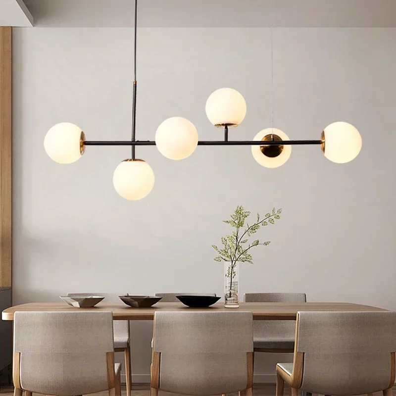 Lampe LED suspendue industrielle en verre au design nordique moderne, luminaire décoratif d'intérieur, idéal pour un salon, une salle à manger ou une chambre à coucher