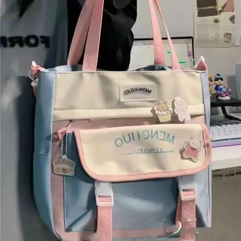 Bolso de hombro portátil para mujer, cartera con estampado de letras en contraste, almacenamiento de artículos de tocador, cartera Satchel, 2024