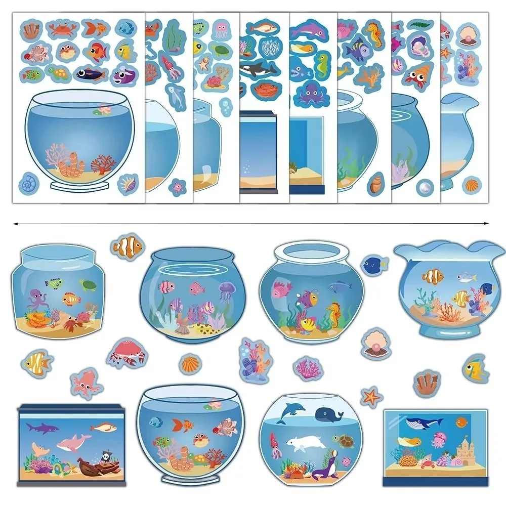 8 pezzi/set adesivo puzzle acquario adesivo fatto a mano fai da te design creativo adesivo impermeabile adesivo decorazione creativa
