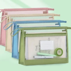 Large A4 Clear Mesh Organiser with Double Zip - Spacious Portable Handmade Storage Bag