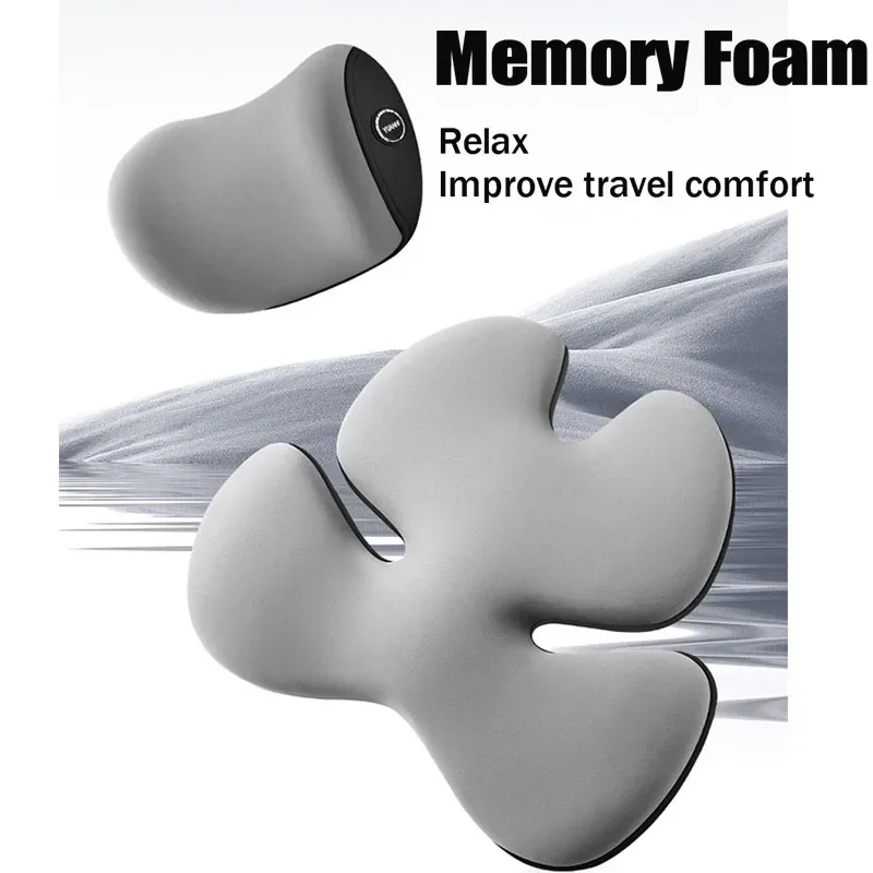 PKQ Memory Foam Car Neck Pillow Protective Lumbar Back Support Breathable Car Headrest Cushion Relieve Stress Car Seat Pillow