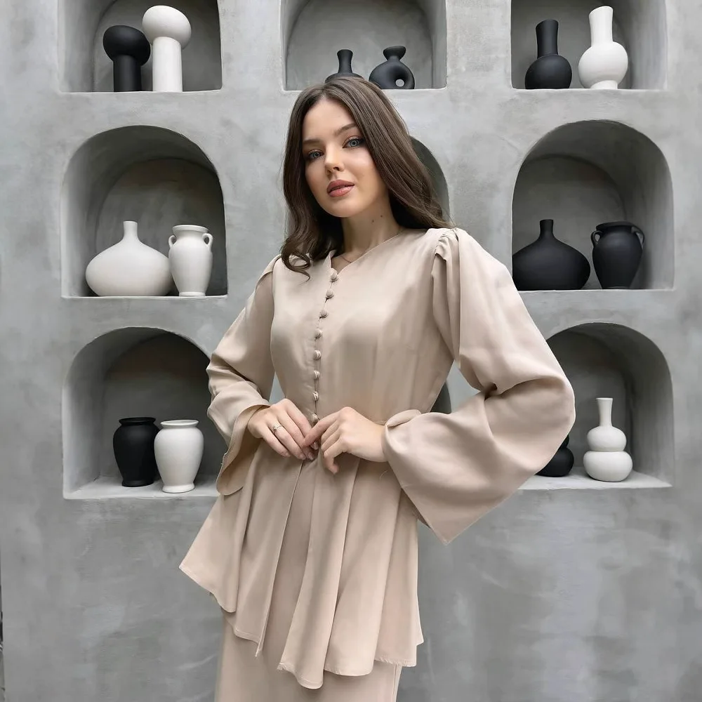 Muslim 2 Piece Set Women Skirt Cardigan Outfits Ramadan Long Skirts Suit Eid Party Arabic Morocco Dubai Coat Top Ensemble