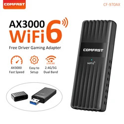 WiFi 6 AX3000 adattatore USB 3000Mbps Dual Band 2.4G/5GHz scheda di rete da gioco Wireless Wi Fi Dongle PC Laptop Win10/11 Driver gratuito