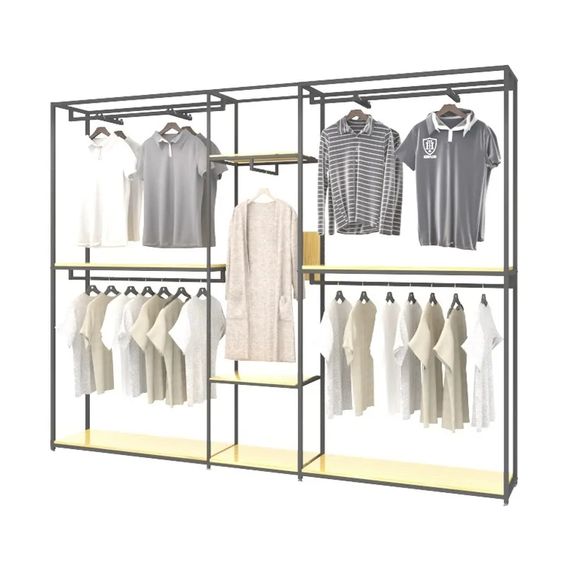 Heavy Duty Single-Sided Boutique Display Rack Women/Men Store Table Clothes Rack for Clothing Shop for Storefront Display