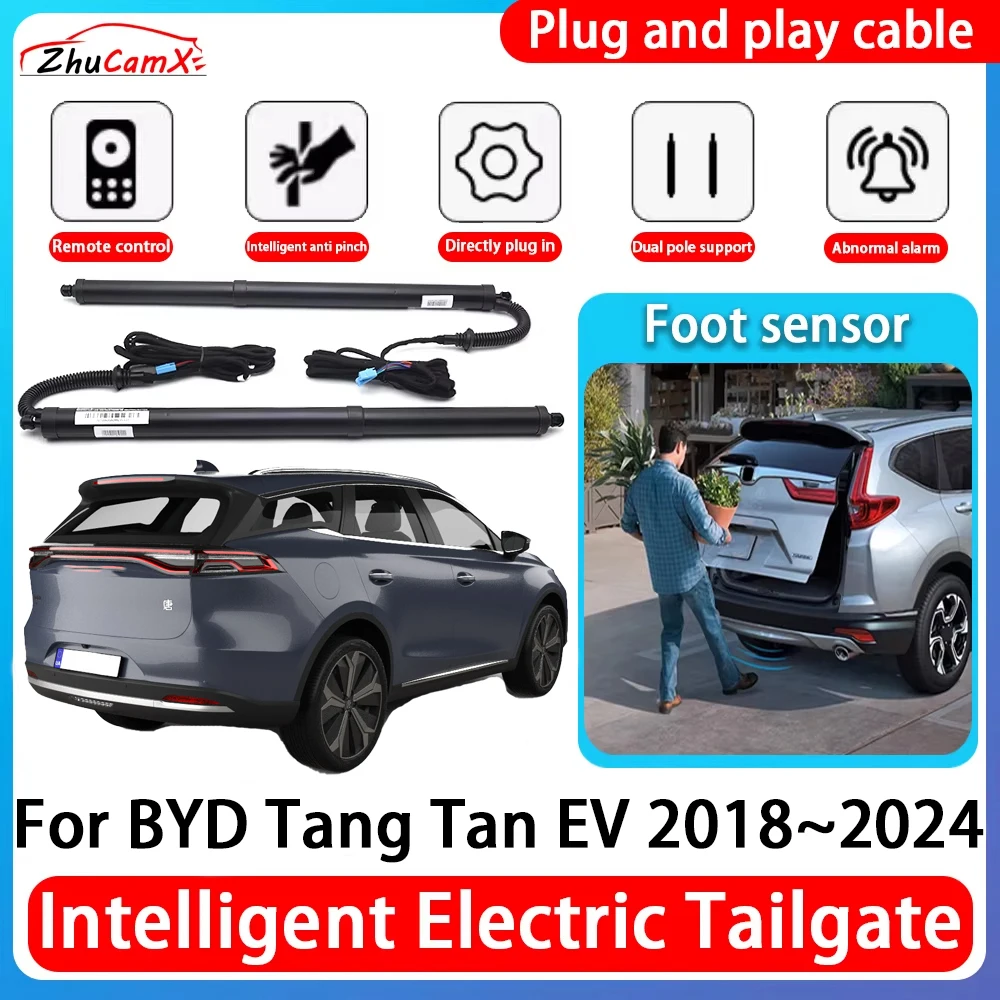 ZhuCamX Porta-malas de energia para carro, sucção elétrica, porta traseira inteligente, suporte de elevação para BYD Tang Tan EV 2018 ~ 2024