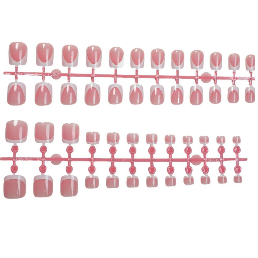 48-teiliges französisches Fuß- und Handnagel-Set, kurze, quadratische, künstliche Zehennägel, vollflächige, hautfarbene künstliche Nägel für Frauen, für den täglichen Gebrauch. – Detail 6