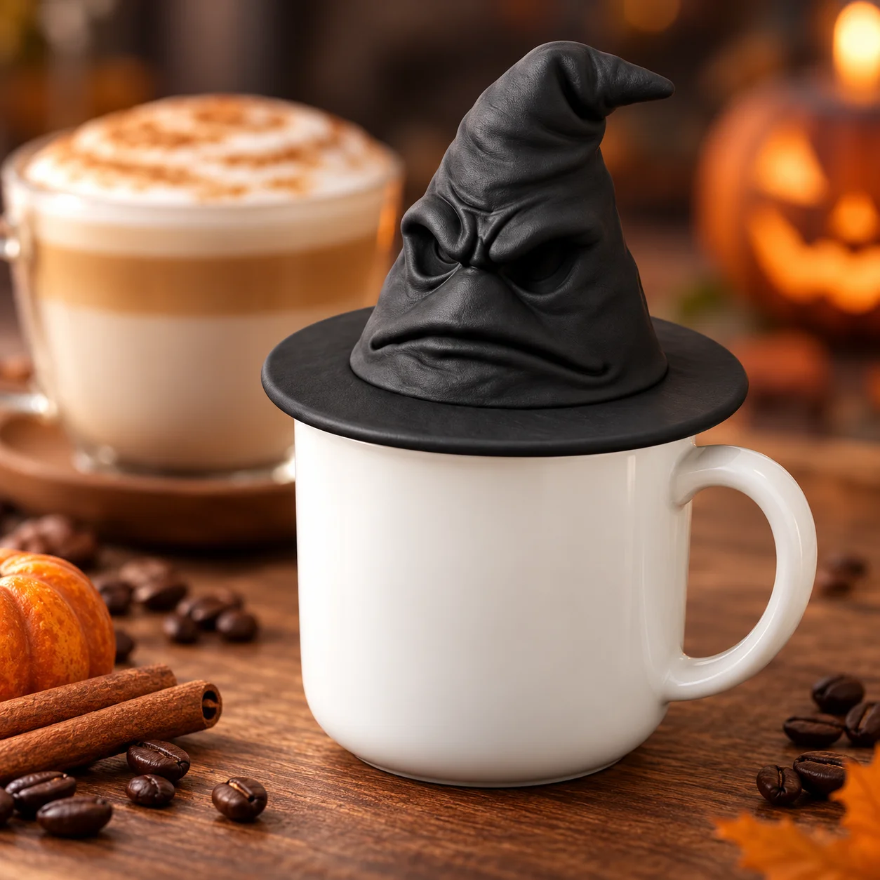 3D Printed Witch Hat Mug Cover, Funny Wizard Hat Cup Lid, Halloween Coffee Cup Topper, Creative Desk Decor Gift, Mug Not Include