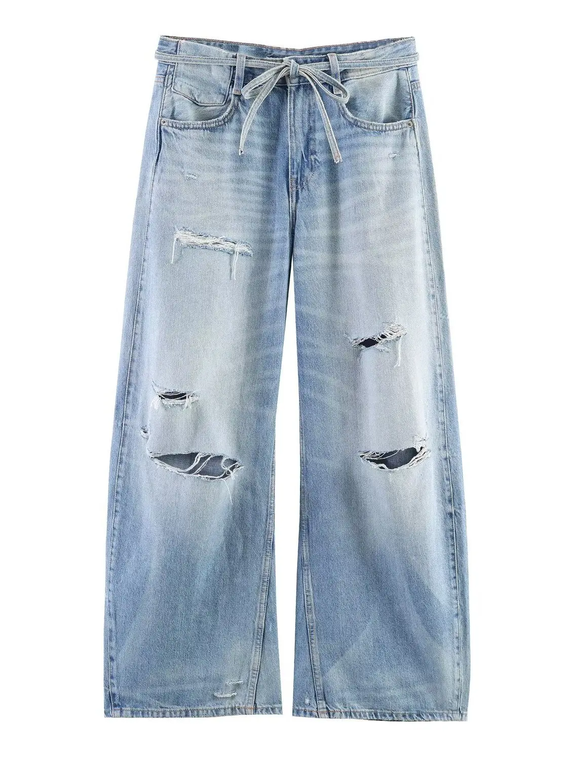 

Spring Summer New Women's Loose Jeans Metal Button Hole Decoration mid Waist Long Pants Ladies Casual Fashion Denim Jeans
