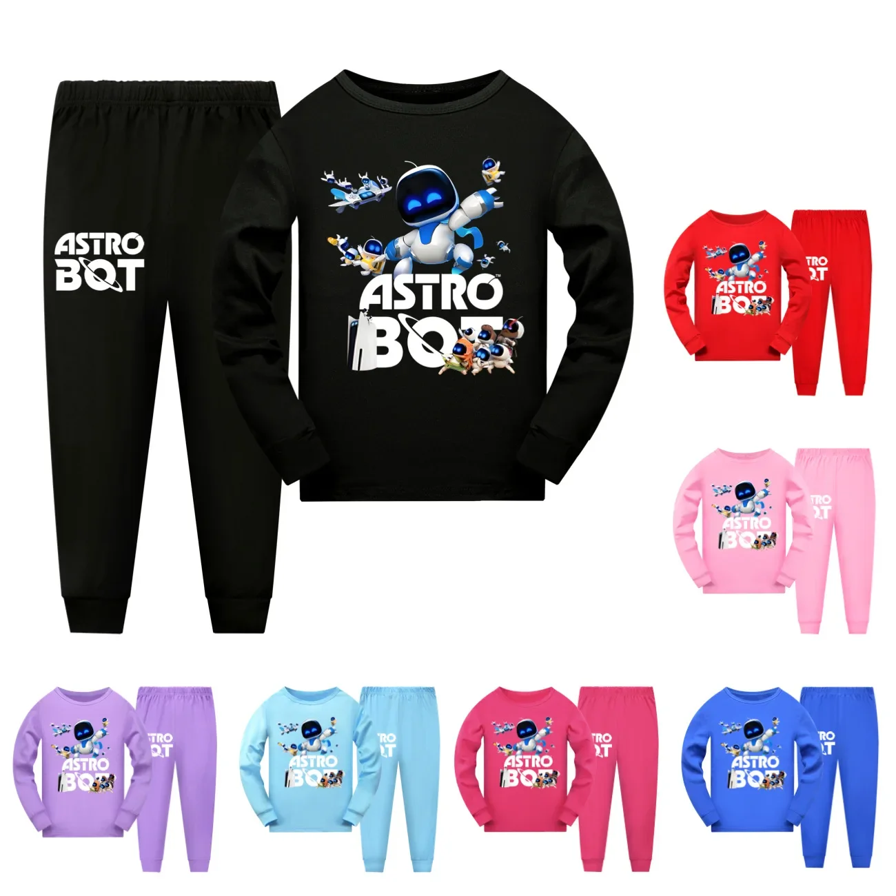 Game Astro Bot Clothes Kids Astros Playroom Cartoon Pajama Sets Baby Boys Long Sleeve T-Shirts Legging 2pcs Set Girls Nightwear