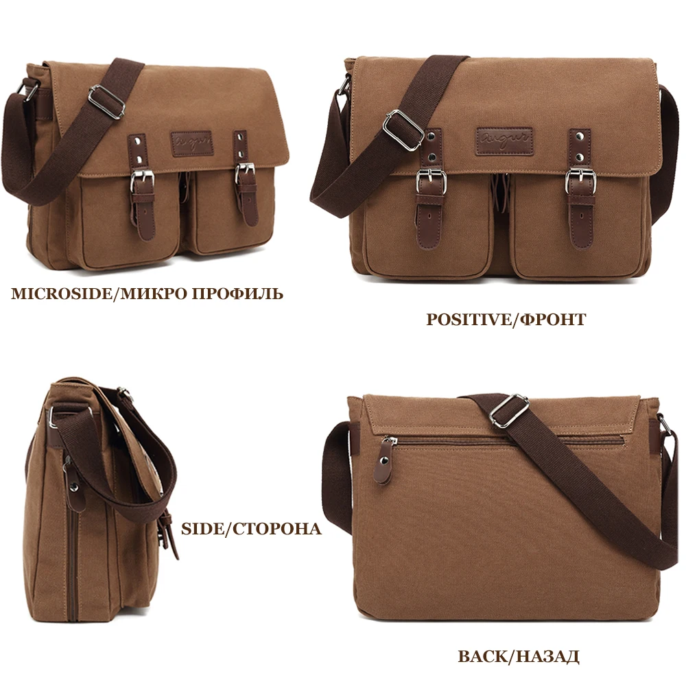 MARKROYAL New Canvas Men Crossbody Bag Expansion Bottom Retro Casual Messenger Student Bag Shoulder Bag Coffee Dropshipping