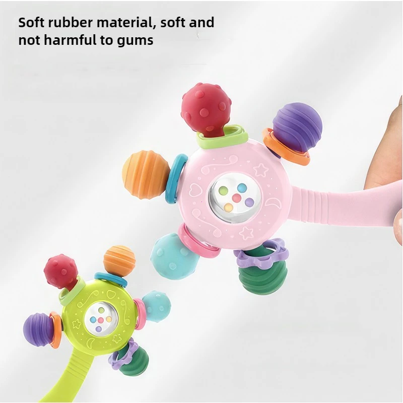 Baby siliconen bijtring ontwikkelingsspeelgoed 0 6 12 maanden sensorische rammelaar bijtring voor peuter handgreep speelgoed educatieve spelletjes
