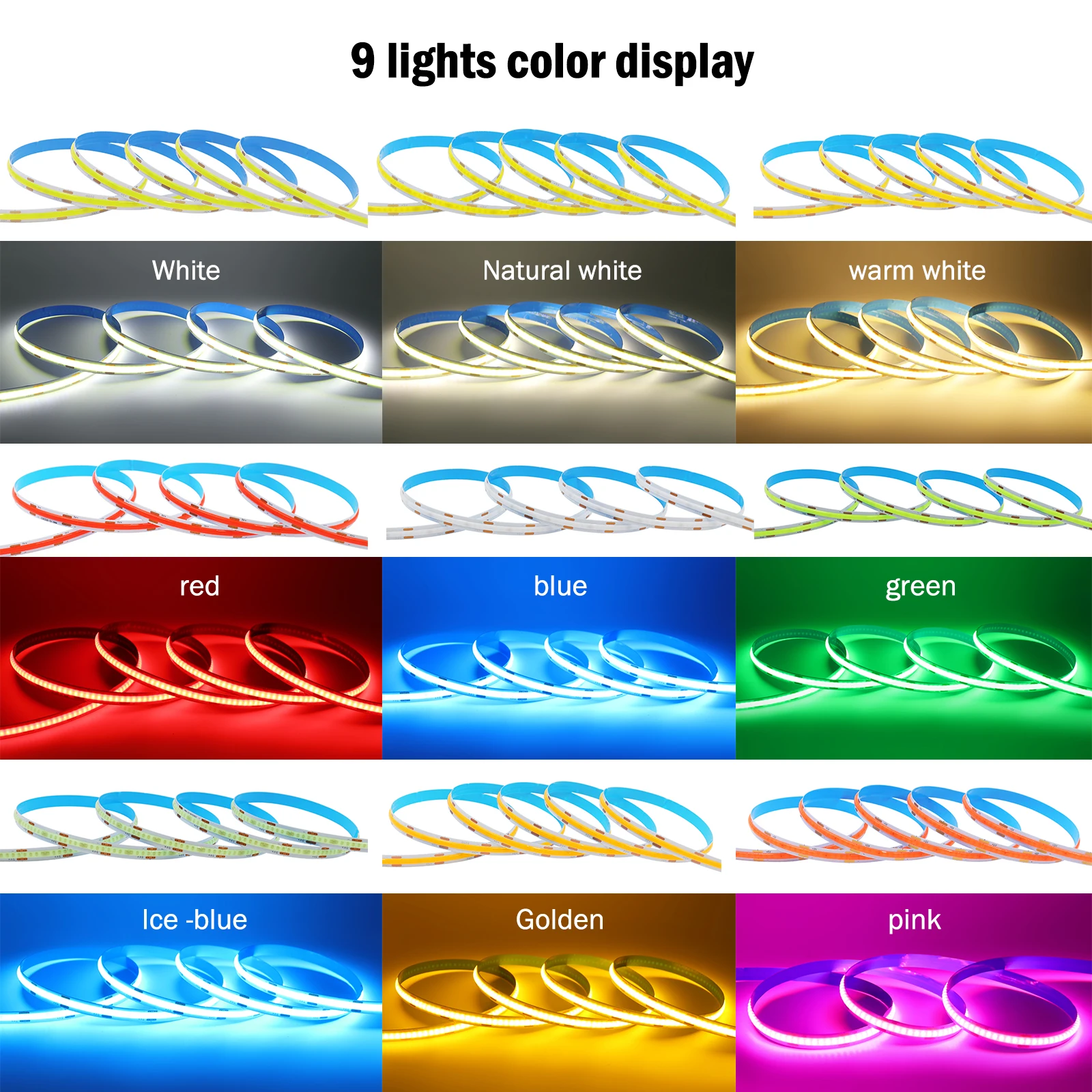 Battery Powered 5V 8mm COB LED Strip Light with Motion Sensor 320LEDs/M DIY Backlight White Red Blue Green Pink Night Light