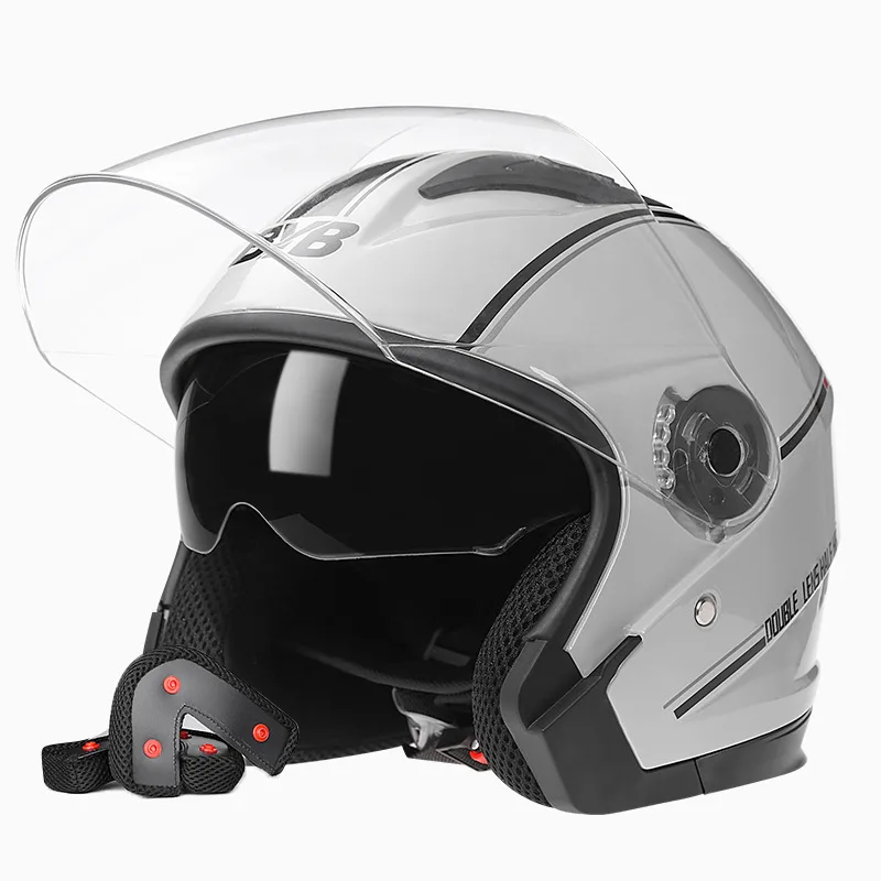 

Motorcycle Electric Vehicle All-season Universal Anti Fog Dual Lens Motorcycle Helmet Comes with A Detachable Scarf