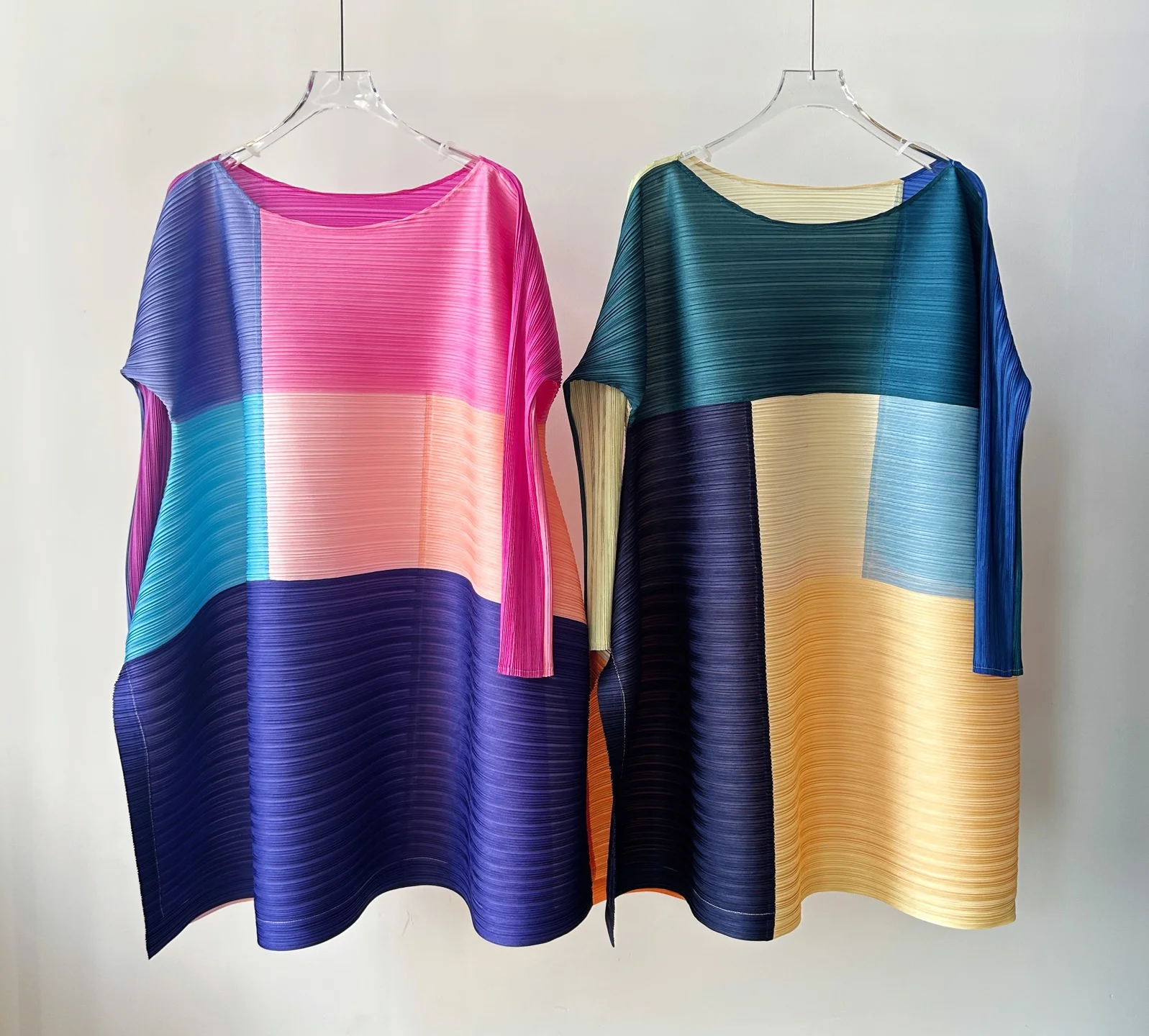 YUDX Artistic Block Miyake Pleated Tunic Dress Lightweight Wrinkle-Resistant Loose Fit Women's 2026 Spring Fall Casual Woven Top