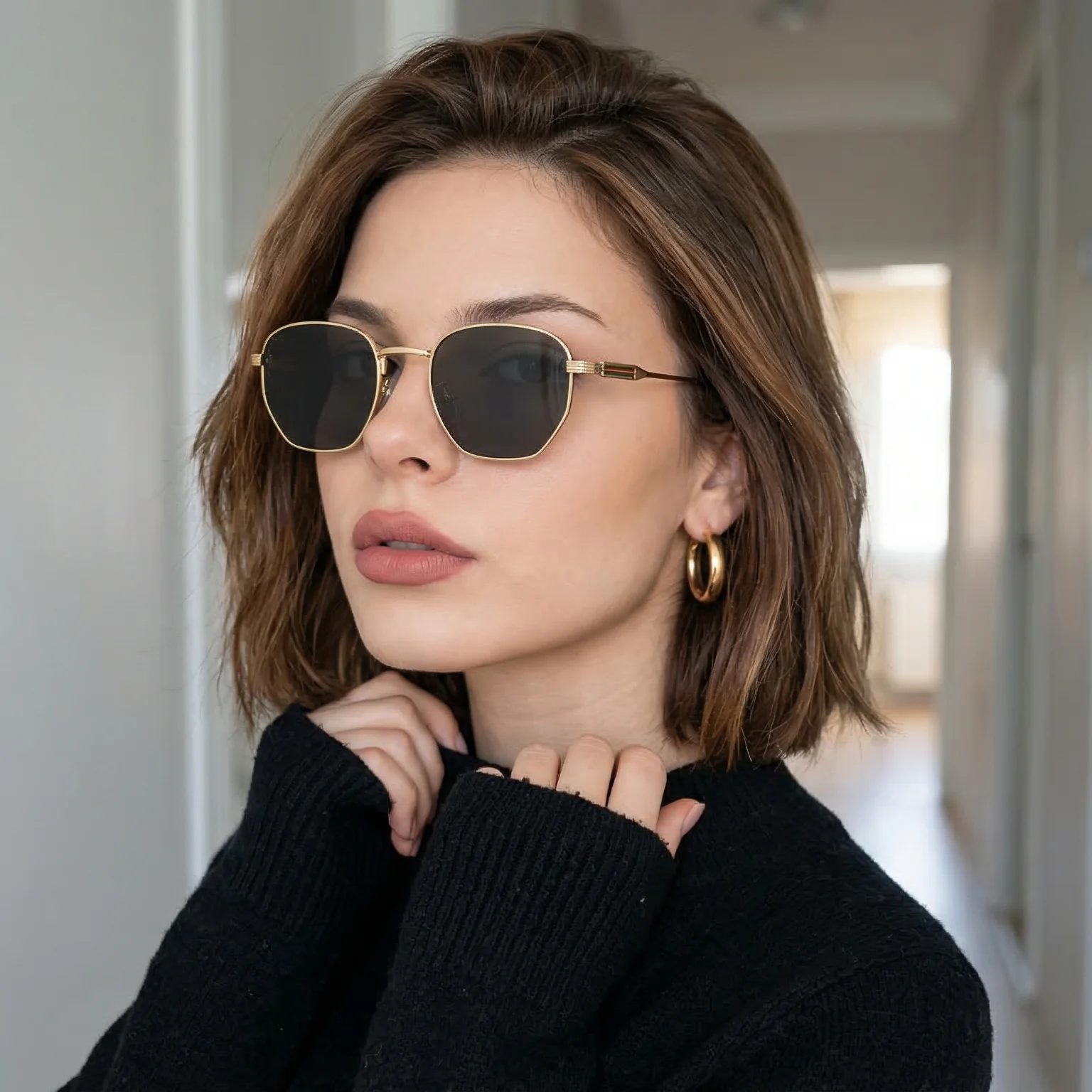 Leichte, vielseitige Unisex-Sonnenbrille mit polygonalem Metallrahmen, Vintage-UV-Schutz für Männer und Frauen, zum Fahren und für Outdoor-Aktivitäten.