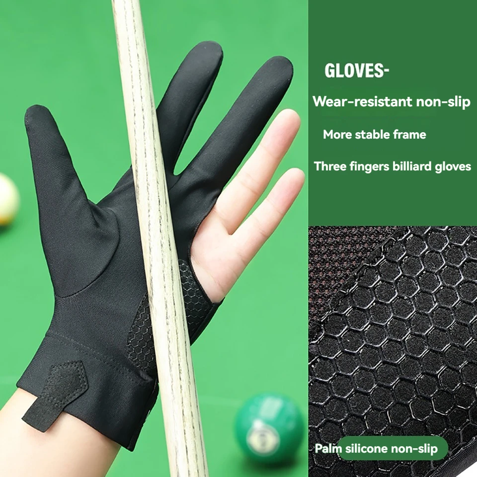 1Pcs Billiard Gloves Three-finger Touch Screen Silicone Anti-slip Wear-resistant Breathable And Quick-drying Pressurized Gloves