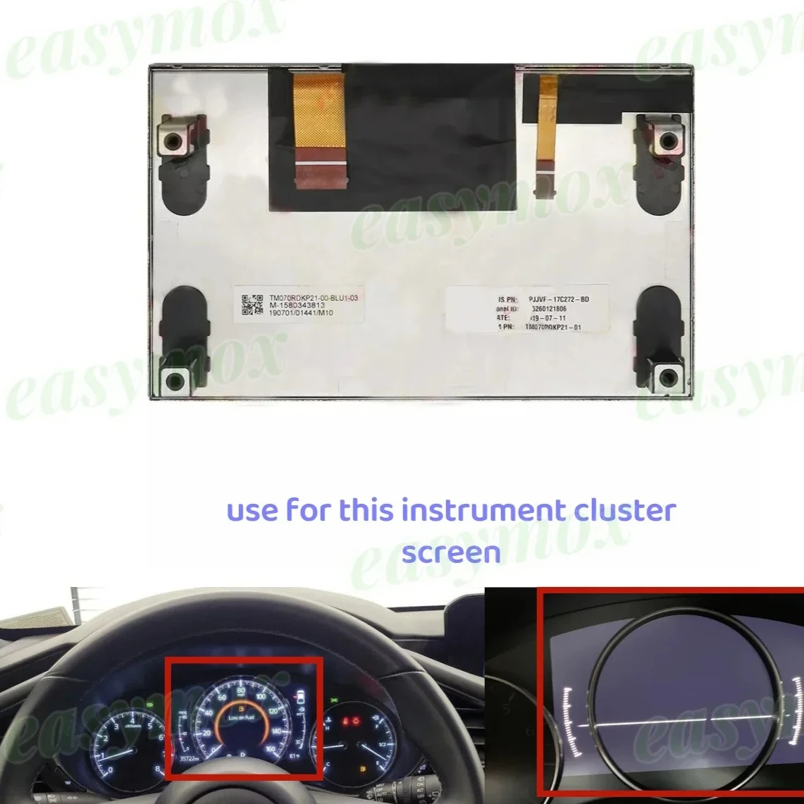 

For 2019-2023 Mazda 3 Dashboard Speedometer Screen Repairment VPJJVF-10849 7" Instrument Cluster LCD Display