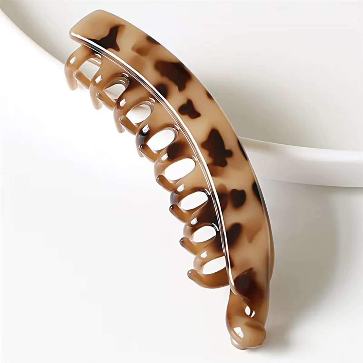 1pc Women\'s large leopard print Banana Clip Twister Clip Back of head，touch without trace，vertical clip High ponytail hair clip