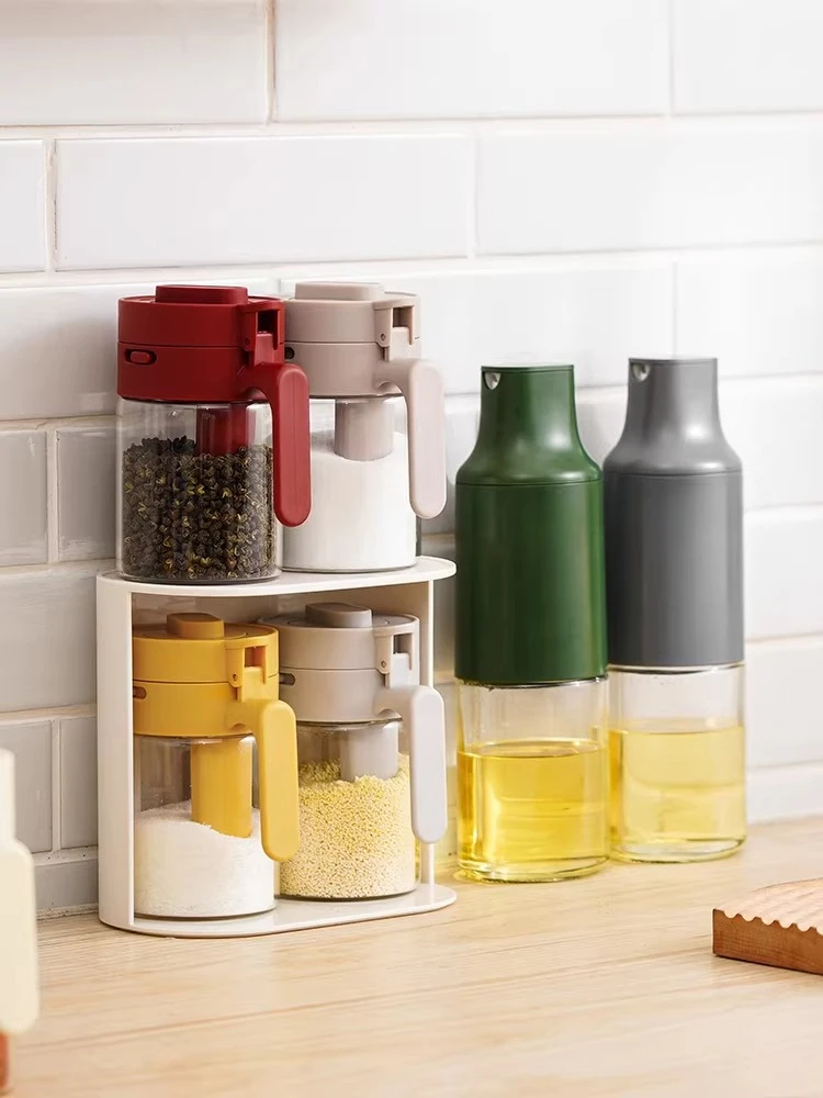 Sealed Multifunctional Quantitative Seasoning Box Set - Kitchen Special Glass/plastic Seasoning Bottle and Salt Sprinkler